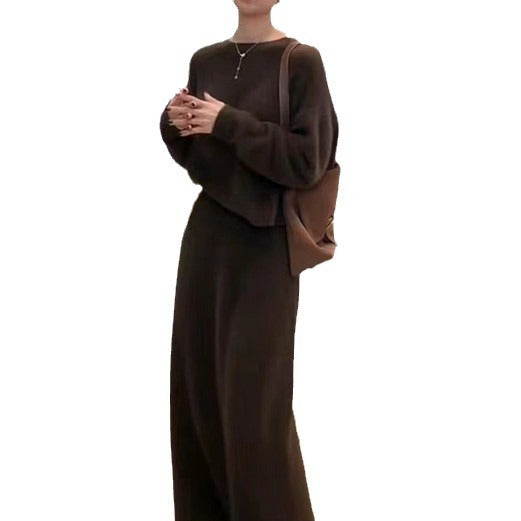 Damen Elegantes Maxikleid mit weichem Strickmaterial und lässigem Schnitt R&B