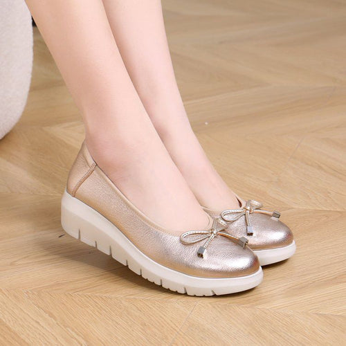 Damen modische Ballerinas mit komfortabler Sohle und Schleifenakzent R&B