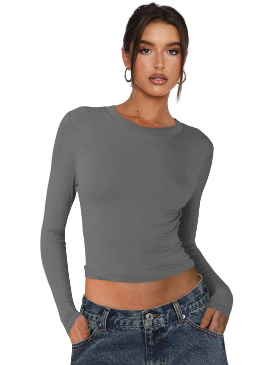 Damen lässiges Langarmshirt mit figurbetontem Schnitt R&B