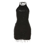 Damen Elegantes Abendkleid mit Pailletten und feinen Fransen R&B