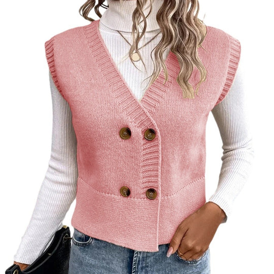 Damen Strickweste mit doppelter Knopfleiste R&B