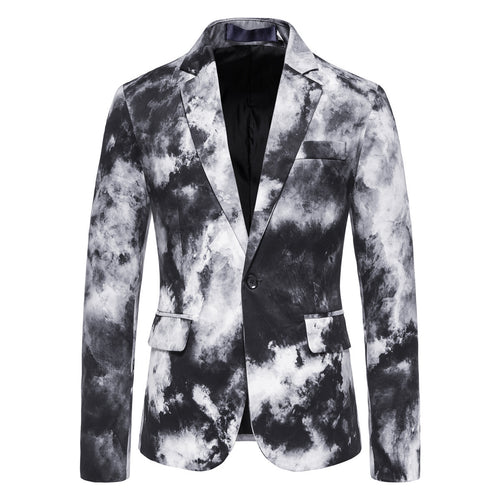Herren eleganter Blazer im modernen Wolkenmuster R&B