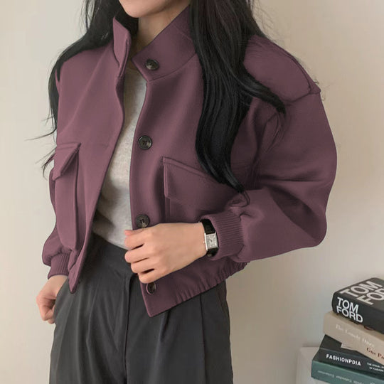 Damenjacke aus hochwertigem Wollmix mit lässigen Taschen und Oversized-Schnitt