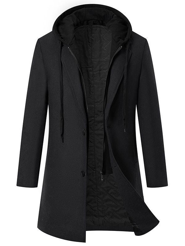 Damen eleganter Mantel mit abnehmbarer Kapuze und Fleece-Futter R&B
