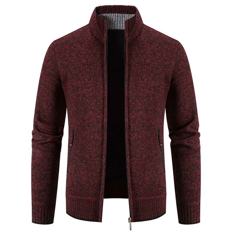 Herren Strickjacke mit hohem Kragen und praktischen Reißverschlusstaschen R&B
