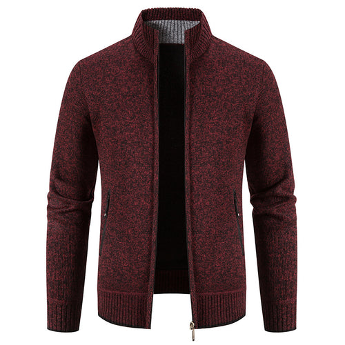Herren Strickjacke mit hohem Kragen und praktischen Reißverschlusstaschen R&B