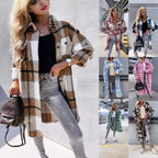 Damen lässige Karo-Hemdjacke mit asymmetrischem Schnitt und Taschen