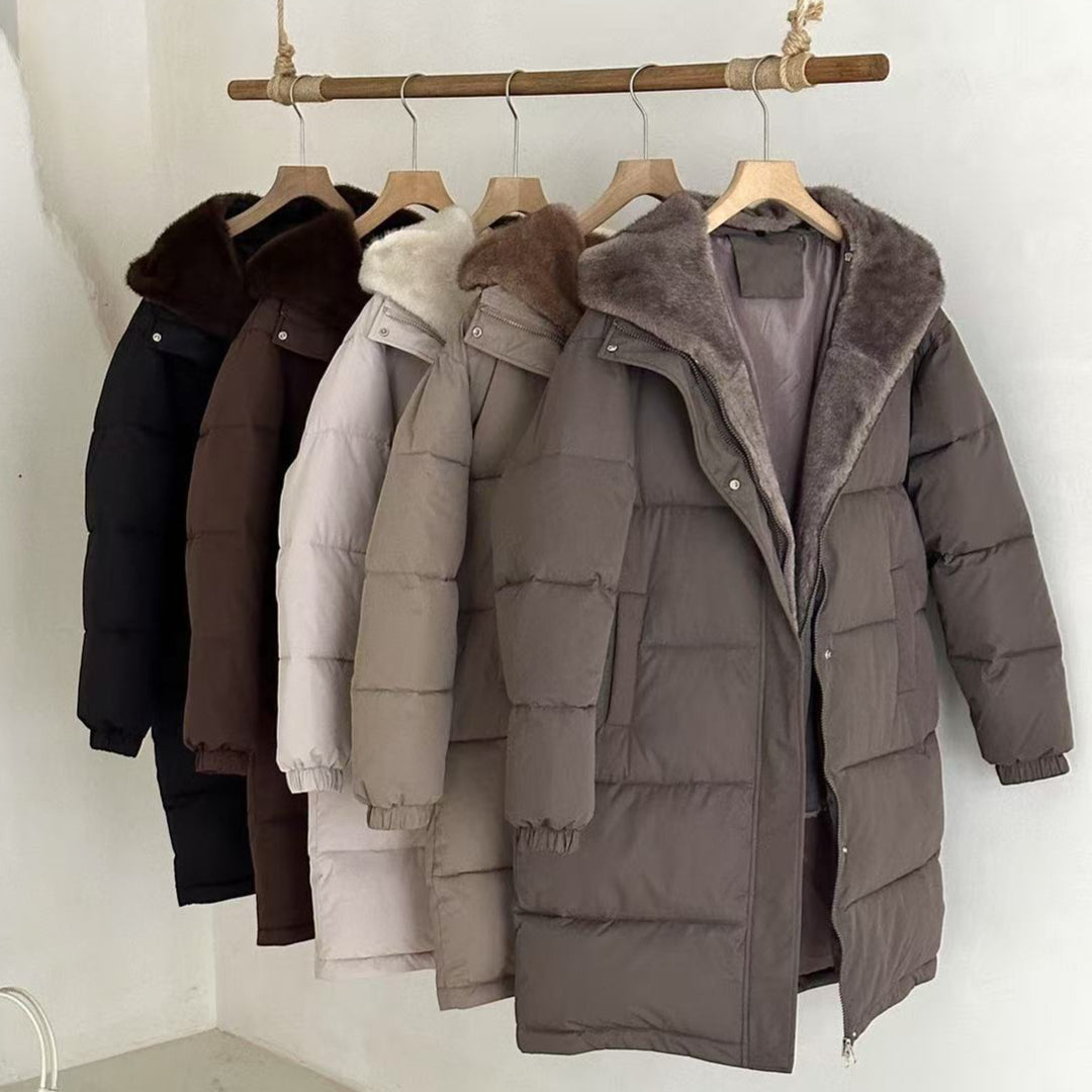 Damen Eleganter gefütterter Winterparka mit Plüschkragen und praktischen Taschen R&B