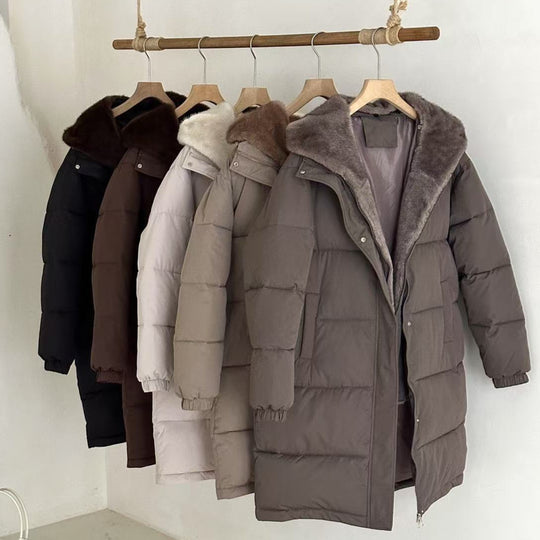 Damen Eleganter gefütterter Winterparka mit Plüschkragen und praktischen Taschen R&B