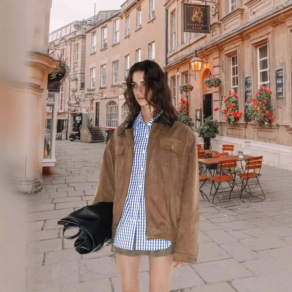 Damen Modische Oversized Weste aus hochwertigem Wildleder R&B