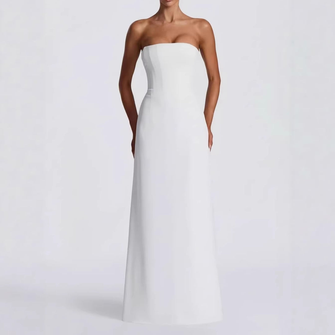 Damen Elegantes Hochzeitskleid mit schulterfreiem Design und Spitzenärmeln R&B
