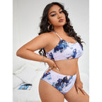 Damen Triangel-Bikini mit floralem Design und elastischem Bund R&B