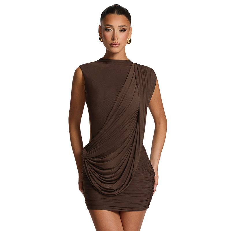 Damen Figurbetontes Drapé-Minikleid mit asymmetrischem Design und raffinierten Details R&B