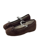 Damen Ballerinas mit kuscheligem Obermaterial und funkelndem Schmuckdetail R&B