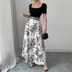 Damen Eleganter Maxirock mit floralem Muster