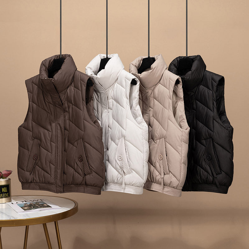 Damen Modische und funktionale Steppjacke mit hohem Kragen und Taschen R&B
