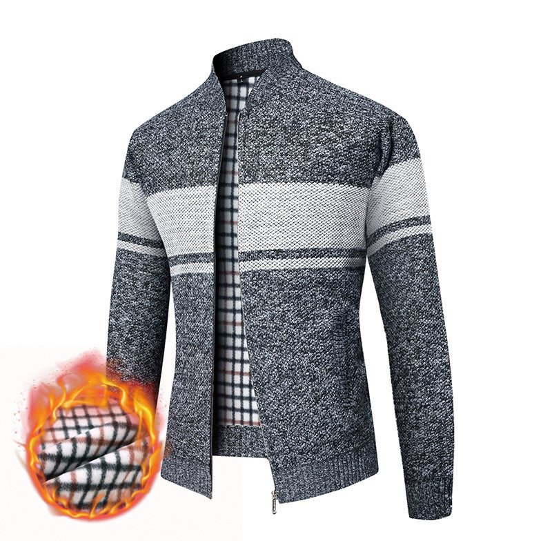 Herren modischer Strickjacke mit modernem Stehkragen und warmem Innenfutter