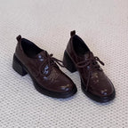 Damen elegante Schnürschuhe mit modischem Blockabsatz und hochwertiger Kunstleder-Oberfläche R&B