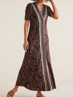 Damen Maxikleid mit elegantem floralen Design und praktischem Reißverschluss