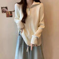 Damen Modische Strickjacke mit hohem Kragen und Reißverschluss