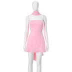 Damen Minikleid mit figurformendem Schnitt und schickem Halsschmuck R&B