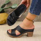Damen Plattform-Pantoletten mit modischem Riemen und eleganter Rille R&B