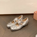 Damen elegante Ballerinas mit kreuzenden Riemen und dekorativem Schleifen-Akzent R&B
