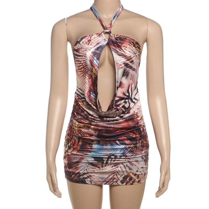 Damen Mini Kleid mit schickem Wickeldesign und tiefem Ausschnitt R&B