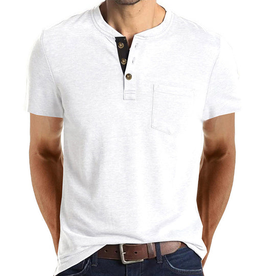 Herren T-Shirt mit strukturiertem Kragen und Brusttasche R&B