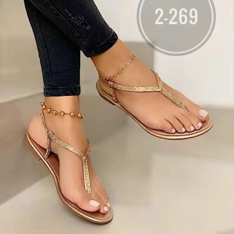 Damen Strassverzierte Zehentrenner-Sandalen R&B
