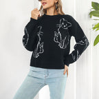 R&B | Verspielter Strickpullover Mit Katzenmuster