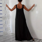 Damen luftiges Maxikleid mit verstellbaren Trägern und Taschen R&B
