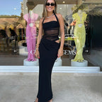 Damen Elegantes Wickelmaxikleid mit schmalem Halterdesign R&B