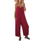 Damen Lässiger Sommer-Jumpsuit mit tiefem Ausschnitt und praktischen Taschen R&B