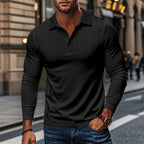 Herren Langarm-Polohemd mit strukturiertem Stoff R&B