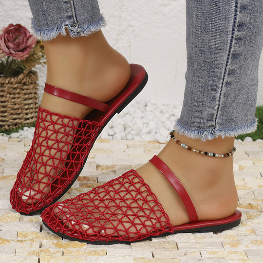 Damen Offene und luftige Riemchen-Sandalen mit Netzdesign R&B