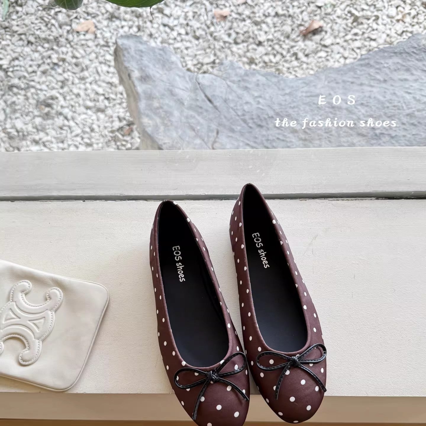 Damen Ballerinas mit modischem Punkte-Design und dekorativem Schleifenakzent R&B