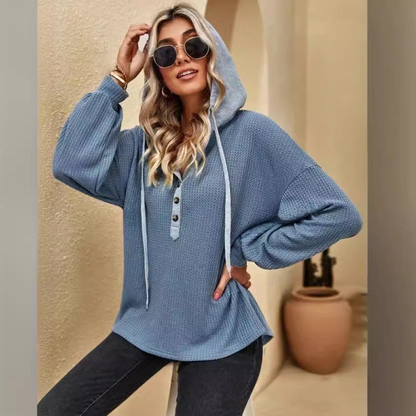 Damen Oversized Pullover mit Knopfleiste R&B