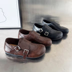 Damen Elegante Mokassins mit klassischem Broguemuster und dekorativen Doppelschnallen R&B