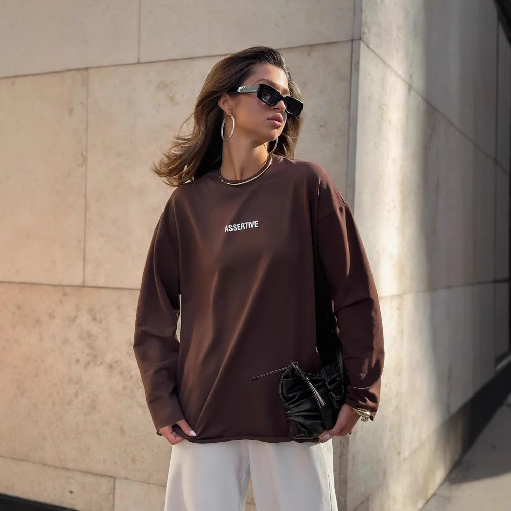 Damen lässiges Sweatshirt mit modernem Schriftzug und Oversize-Schnitt R&B