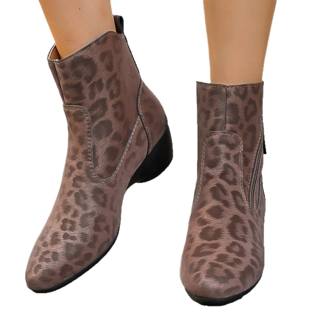 Damen elegante Stiefeletten im tierischen Design mit seitlichem Reißverschluss R&B