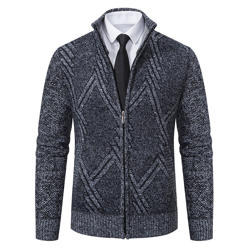 Herren Strickjacke mit modernem Zipper und strukturiertem Design