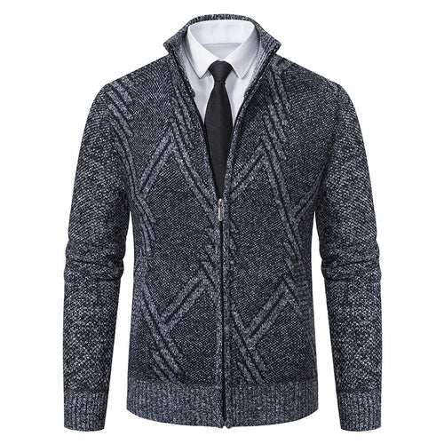 Herren Strickjacke mit modernem Zipper und strukturiertem Design R&B