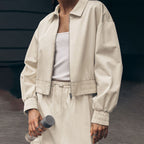 Damen Modischer cropped Windbreaker mit elastischen Bündchen R&B