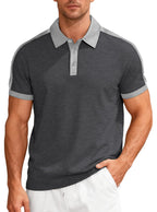 Herren nan Premium-Polo im Retro-Kontrastlook mit Hemdkragen und Dreiknopfleiste R&B