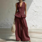 Damen lässiger Jumpsuit mit peplum Schnitt und Knopfdetails R&B