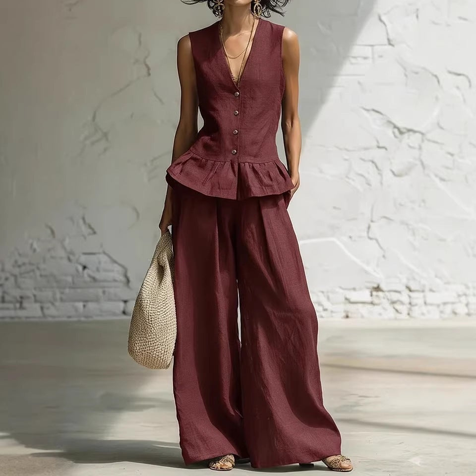 Damen lässiger Jumpsuit mit peplum Schnitt und Knopfdetails R&B