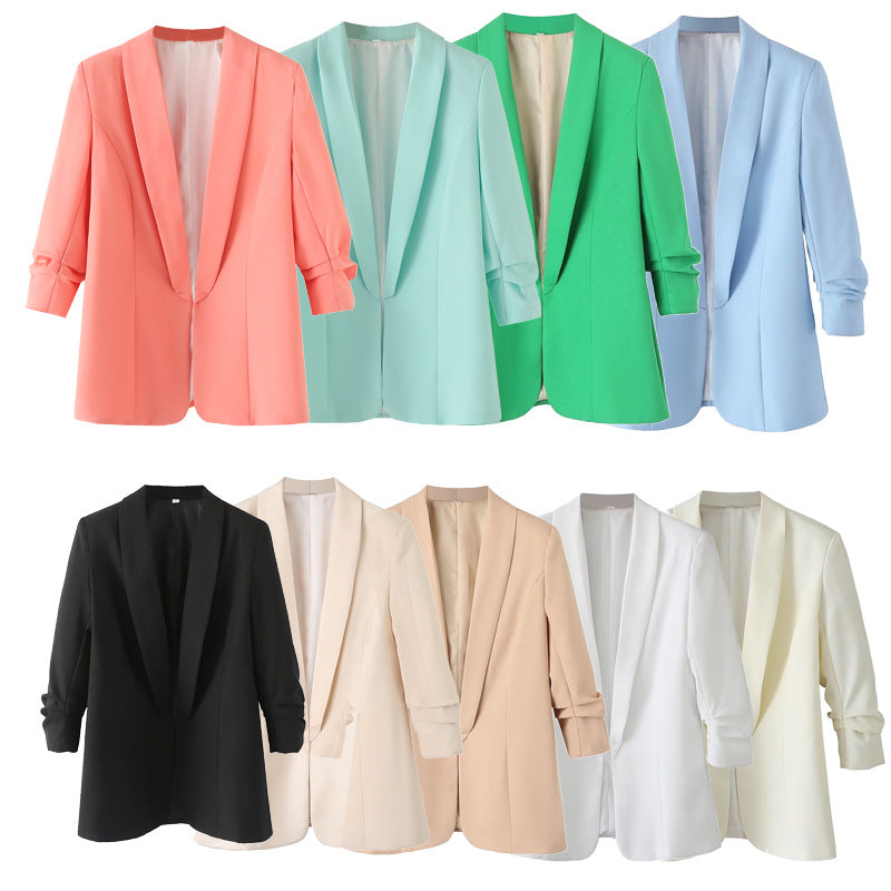 Damen elegante Blazerjacke mit modischem Schnitt und praktischen Taschen R&B