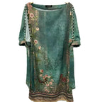 Damen Sommerkleid mit floralen Motiven und schulterfreiem Design R&B