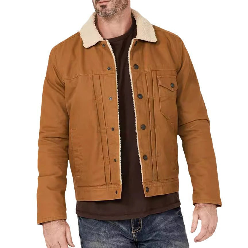 Herren Fleecegefütterte Denimjacke R&B
